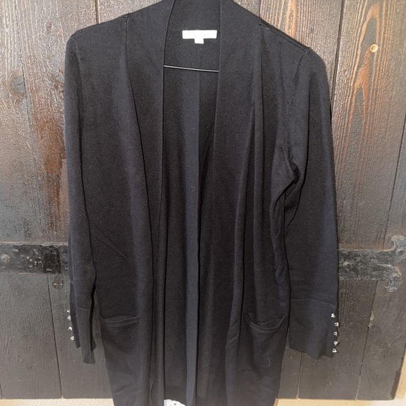 89 + Madison Sweaters - 89 + Madison Open Front Long Sleeve Black Cardigan Sweater Womens Size PS Pocket
